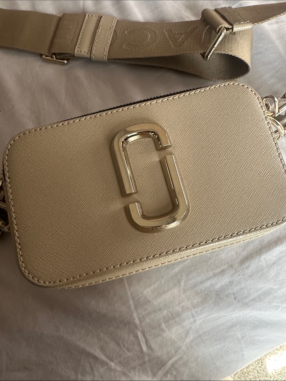 Marc Jacobs Metallic  Cream with Gold Camera Crossbody Bag